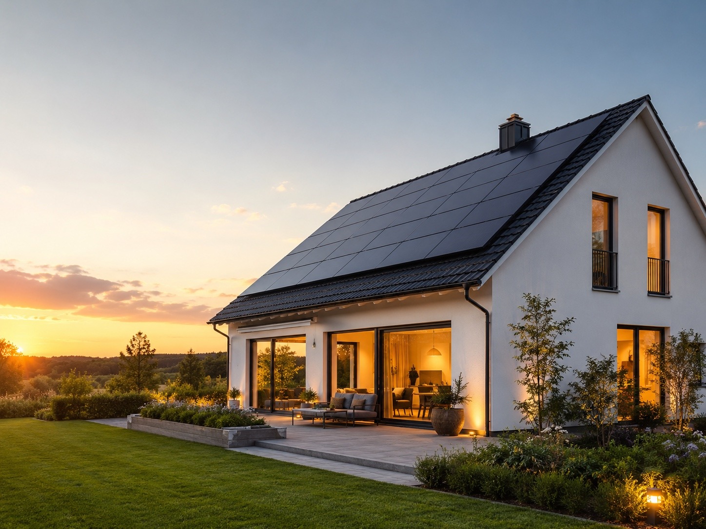 Modernes Einfamilienhaus mit Photovoltaik