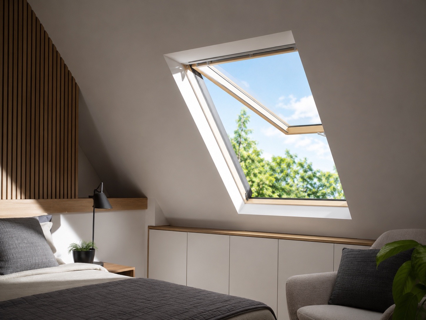 Modernes Dachfenster im Dachgeschoss
